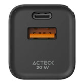 Cargador De Pared Acteck Energon Prime CP20W,  20W,  1X Usb-C - 1X Usb A,  Negro,  Ac-935555